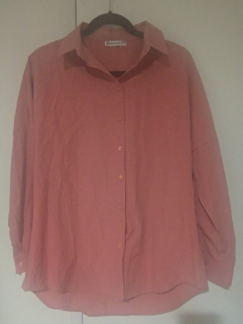 Big Dart Oversized Button Up Shirt Dusty Pink Womens UK 8 Long Sleeve
